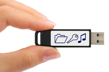 Flash drive in hand clipart