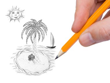 Hand drawing tropical island clipart