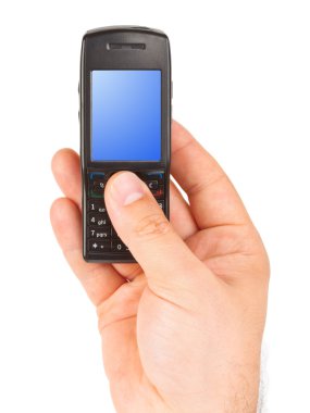 Hand with mobile phone clipart