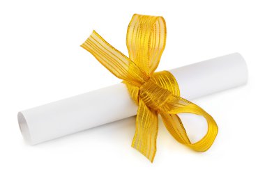 Paper scroll and gold bow clipart