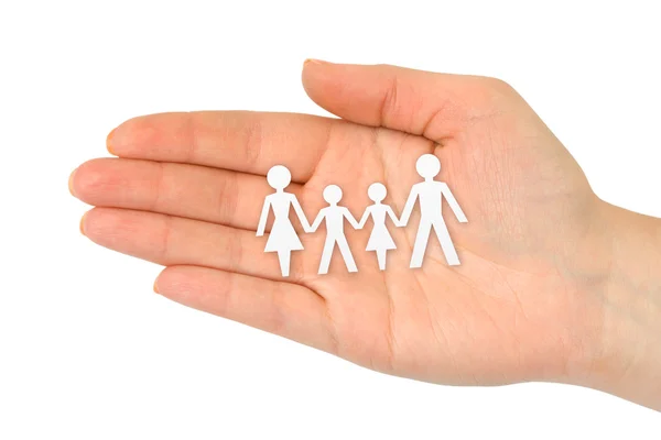 Paper family in hand — Stock Photo, Image