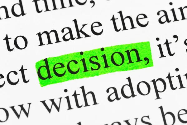 Word decision in text — Stock Photo, Image