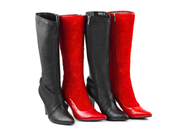 Sapatos de mulher vermelha e preta — Fotografia de Stock