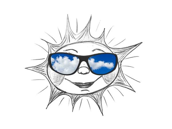 Desenho sol e óculos de sol — Fotografia de Stock
