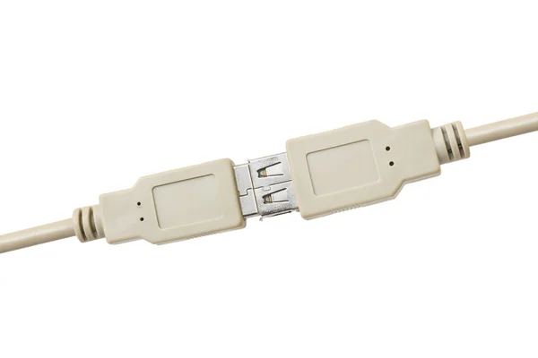 Kabel podłączony komputer — Zdjęcie stockowe