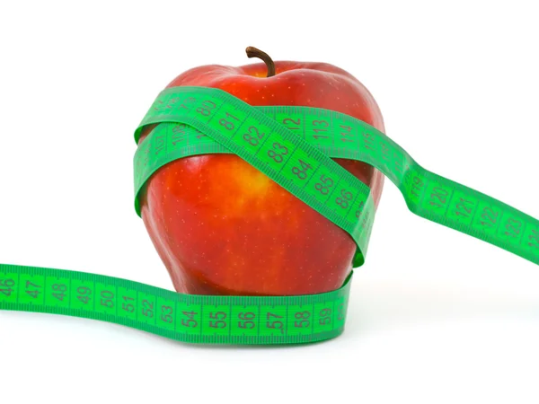 Äpple och måttband — Stockfoto