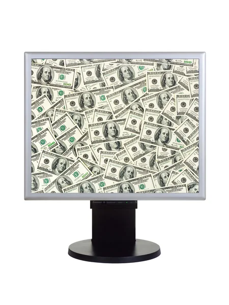 Computer monitor with money — Stock Photo, Image