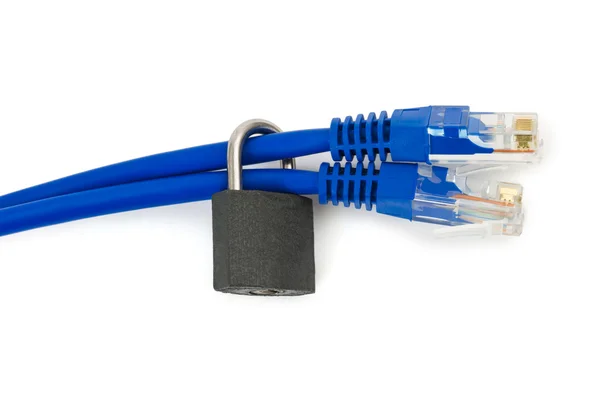 互联网电缆和锁 — Φωτογραφία Αρχείου
