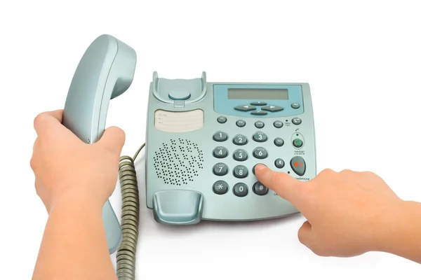Telephone and hands — Stock Photo, Image
