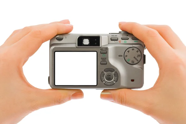 Fotoaparát v rukou — Stock fotografie