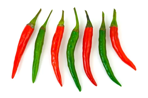 Zielony i red hot chili pieprz — Zdjęcie stockowe