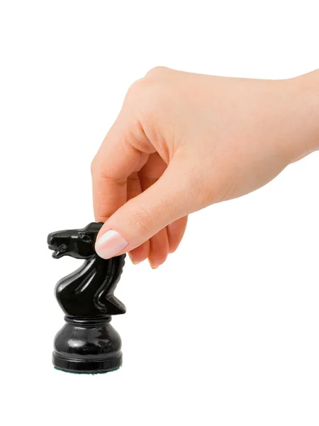 Ręka z Rycerzem szachy — Zdjęcie stockowe