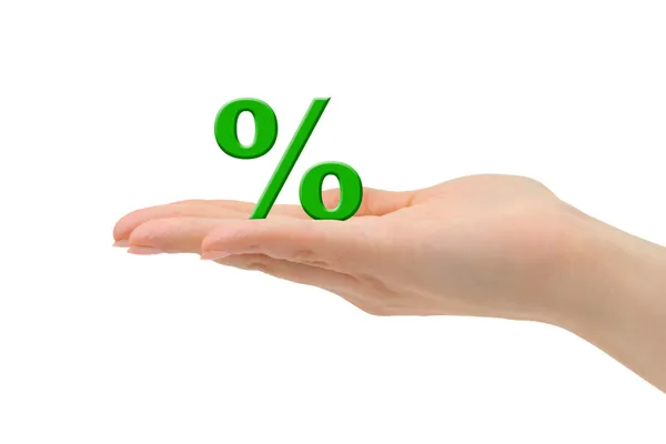 Symbol ruky a procenta — Stock fotografie