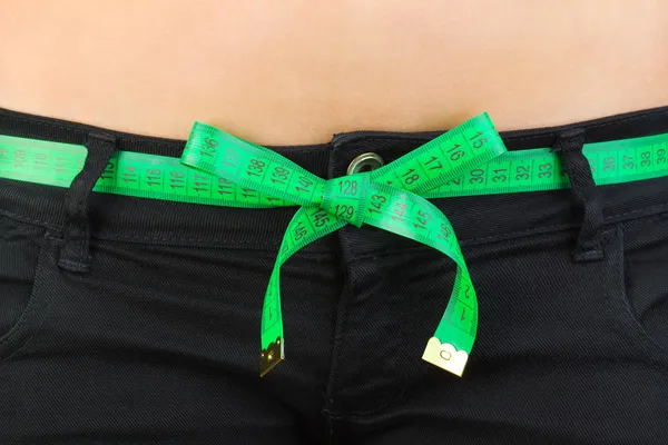 Kot pantolon ve ölçüm bandı - Ince — Stok fotoğraf
