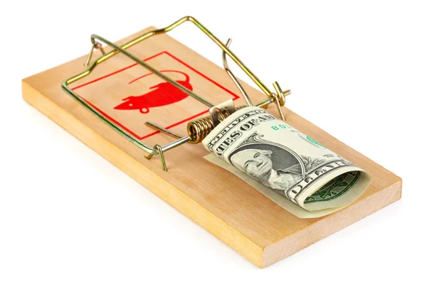 Mousetrap e dinheiro — Fotografia de Stock