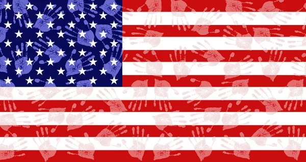 Bandeira americana feita de mãos — Fotografia de Stock