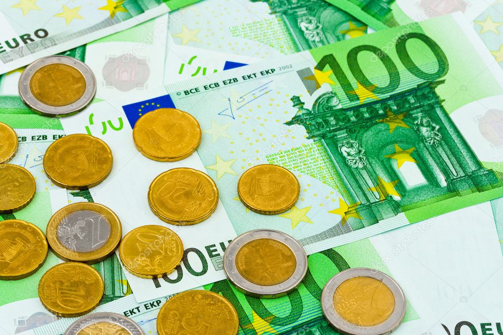Euro coins and banknotes