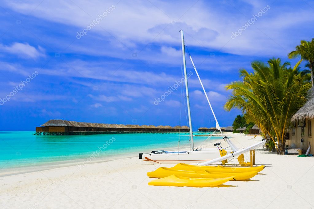 Yacht on tropical beach