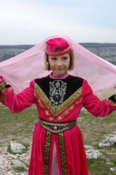 Tatar elbiseli kız - Stok İmaj