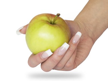 Apple in hand clipart