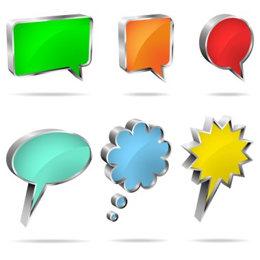 3D speech and thought bubbles clipart