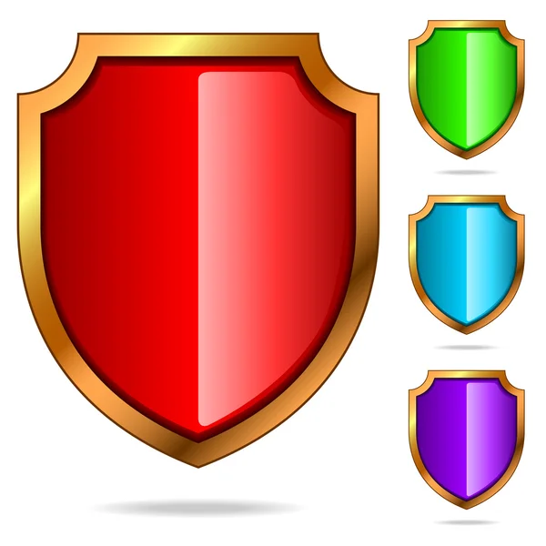 Conjunto de escudos brillantes de color — Vector de stock