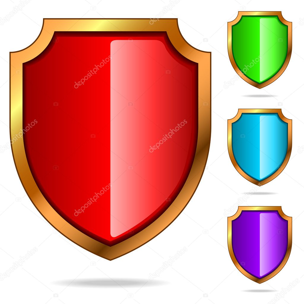 Set of color glossy shields