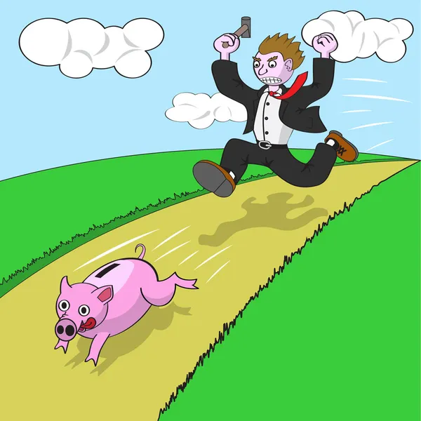 Piggybank and businessman — 图库矢量图片