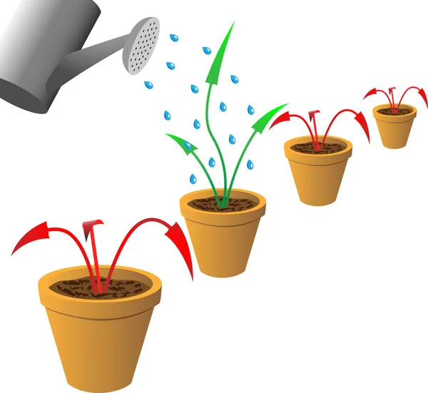 Flèches dans les pots de fleurs — Image vectorielle
