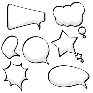 Speech and thought bubbles set clipart