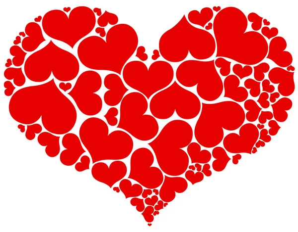Viele Herzen in Herzform — Stockvektor