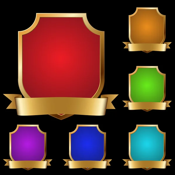 Escudos dourados decorativos variados —  Vetores de Stock