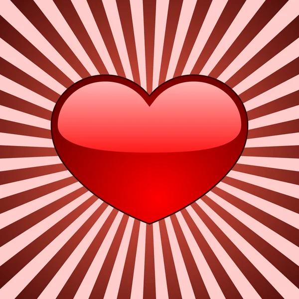 Fond rouge brillant coeur — Image vectorielle