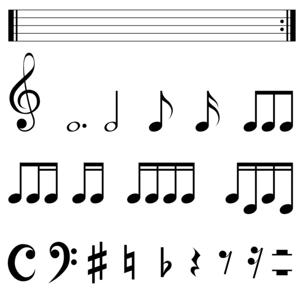 Símbolos de notação de música padrão — Vetor de Stock