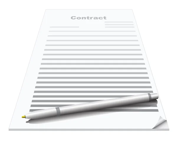 Kontrakt och penna — Stock vektor