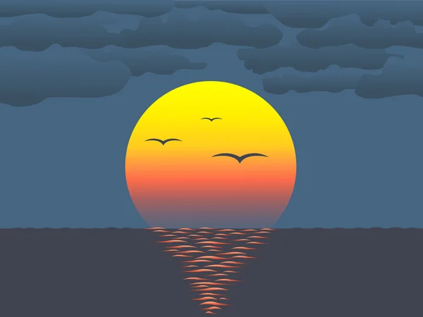 Coucher de soleil sur l'eau — Image vectorielle