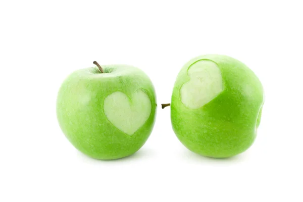 Apples with heart — Stock Photo, Image