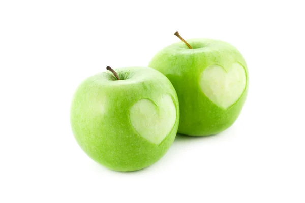 Яблоки с сердцем — стоковое фото