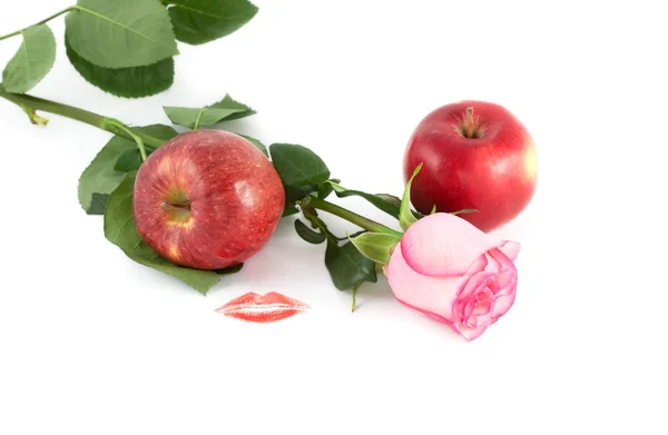 Rose, baiser et pommes — Photo