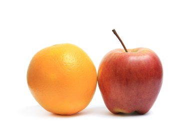 Fruits orange and apple isolated clipart