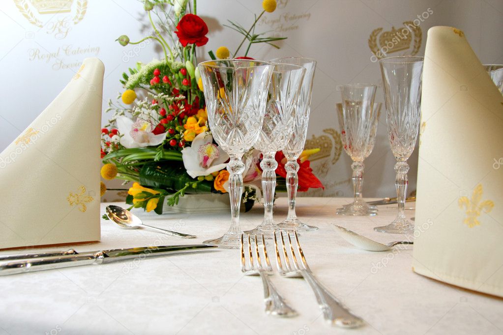 Catering set table in restaurant