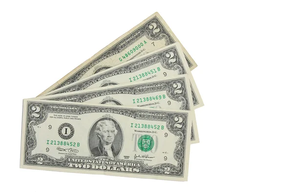 Dinheiro dois dólares USD — Fotografia de Stock