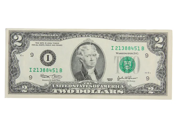 Pengar två dollar usd — Stockfoto