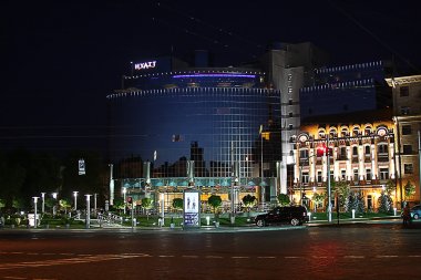 Night Kiev city hotel Hyatt clipart