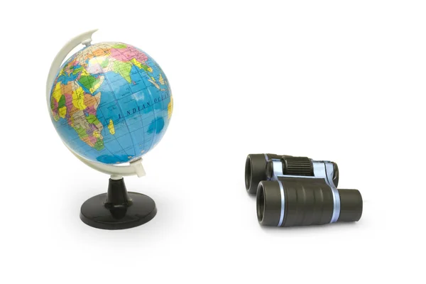 双筒望远镜和全球 — 图库照片