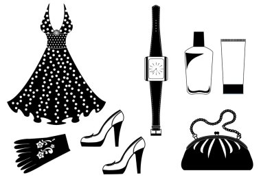 Clothes and accessories forwoman clipart
