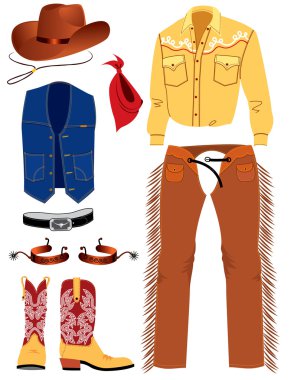 Cowboy clothes .Vector objects on white clipart