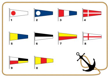 Sail flag nombers clipart