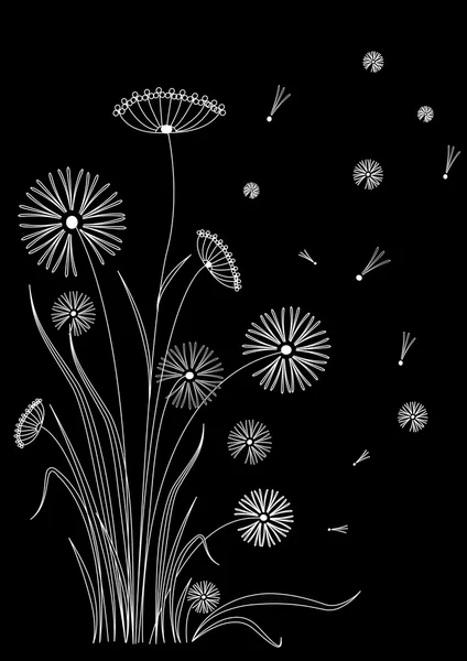 Fondo floral sobre negro — Archivo Imágenes Vectoriales