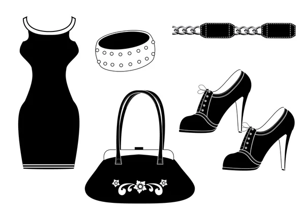 Vêtements et accessoires pour femme — Image vectorielle